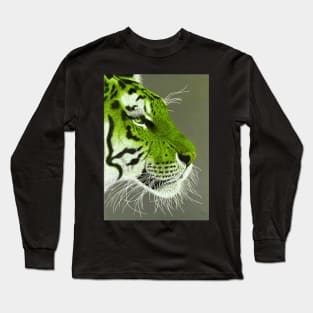 Lime green and white tiger Long Sleeve T-Shirt